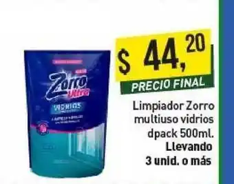 Supermercados Damesco Limpiador Zorro Multiuso Vidrios Dpack 500ml. oferta