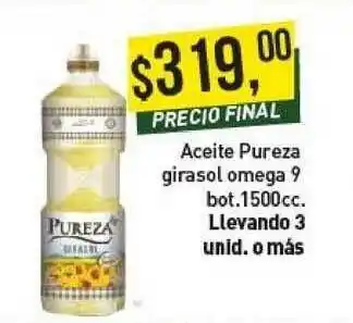 Supermercados Damesco Pureza Aceite Girasol Omega 9 Bot. 1500cc. Llevando 3 Unid. O Mas oferta