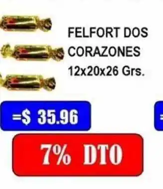 Dulcenter Felfort Dos Corazones 12x20x26 Grs oferta