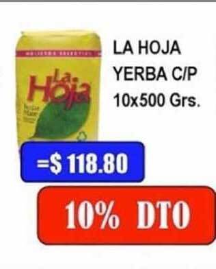 Dulcenter La Hoja Yerba C-P 10x500 Grs oferta