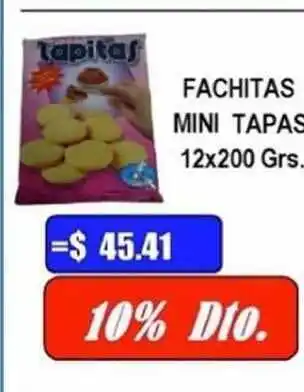 Dulcenter Tapas Fachitas Mini 12x200 Grs oferta