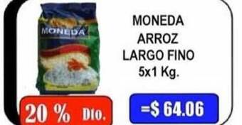 Dulcenter Moneda Arroz Largo Fino 5x1 kg oferta