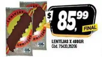 Supermercados Yaguar Lentejas X 400gr oferta