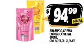 Supermercados Yaguar Shampoo-crema Enjuage Sedal 300ml oferta