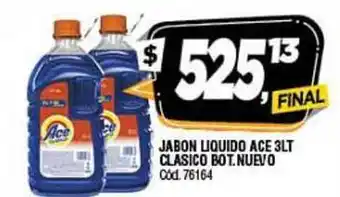 Jabon Liquido Ace 3lt Clasico Bot. Nuevo