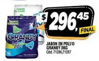 Supermercados Yaguar Jabon En Polvo Granby x 3kg oferta