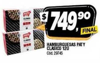 Supermercados Yaguar Hamburguesas Paty Clasico 12u oferta