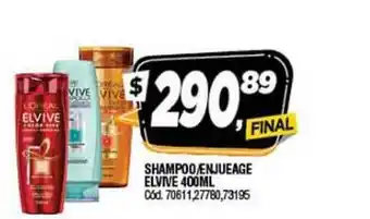 Supermercados Yaguar Elvive Shampoo-enjueage 400ml oferta