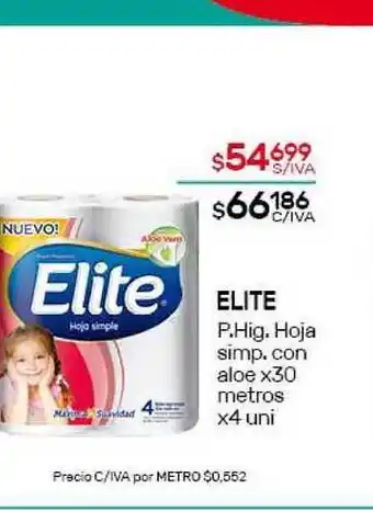 Nini Mayorista Elite P. Hig. Hoja Simp. Con Aloe x 30metros x 4 uni oferta