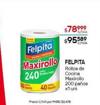 Nini Mayorista Felpita Rollos De Cocina Maxirollo 200 paños x 1 uni oferta