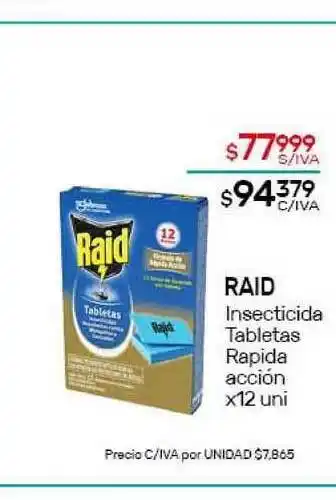 Nini Mayorista Raid Insecticida Tabletas Rapida Acción x 12 uni oferta