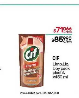 Nini Mayorista Cif Limp. Liq. Doy Pack Plastif. x 450ml oferta