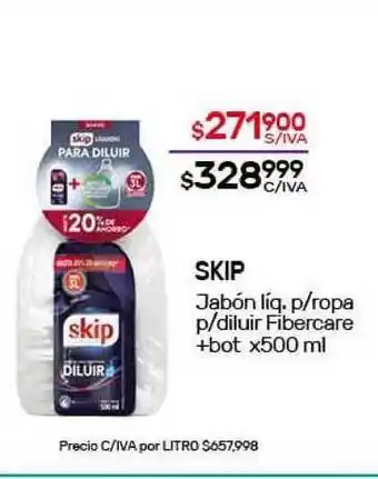 Nini Mayorista Skip Jabón Líq. P Ropa P Diluir Fibercare +bot X500 Ml oferta