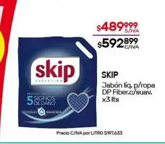 Nini Mayorista Skip Jabón Líq P Ropa Dp Fiber.c Suav. X3 Lts oferta