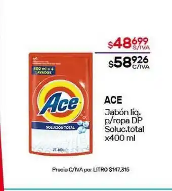 Nini Mayorista Ace Jabón Liq. P Ropa Dp Soluc. Total X400 Ml oferta