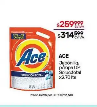 Nini Mayorista Ace Jabón Líq. Ropa Dp Soluc.total X2.70 Lts oferta