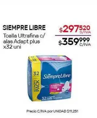 Nini Mayorista Siempre Libre Toalla Ultrafina C Alas Adapt Plus X32 Uni oferta