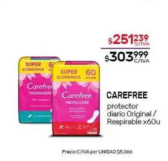 Nini Mayorista Carefree Protector Diario Original Respirable X60u oferta