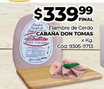 Diarco Fiambre de cerdo cabaña don tomas x kg oferta