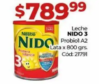 Diarco Leche en polvo nido 3 probio 1 a2 lata 800g oferta