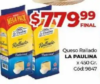 Diarco Queso rallado la paulina x 450g oferta