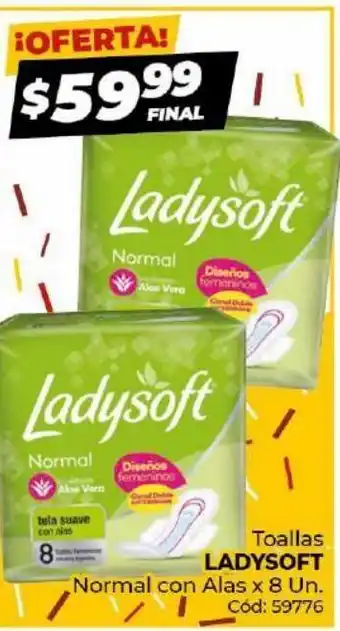 Diarco Toallas femeninas ladysoft con alas x 8uni oferta