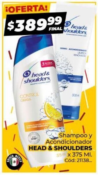 Diarco Shampoo y acondicionador head & shoulders 375ml oferta