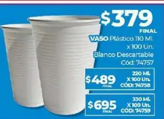 Diarco Vasos de plástico 110ml x 100un oferta