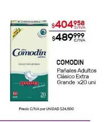 Comodin Pañales Adultos Clásico Extra Grande x 20 uni