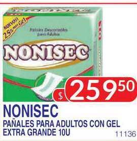 Masivos Nonisec Panales Para Adultos Con Gel Extra Grande 10U oferta