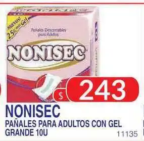 Masivos Nonisec Panales Para Adultos Con Gel Extra Grande 10U oferta