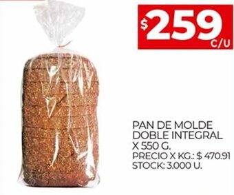 Supermercados DIA Pan de Molde Doble Integral x 550 g. oferta