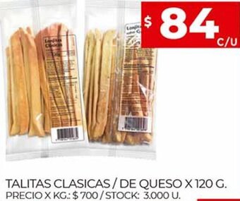 Supermercados DIA Talitas Clasicas / De Queso x 120 g oferta