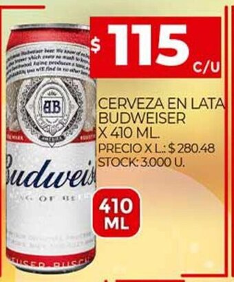 Cerveza En Lata Budweiser x 410 ml