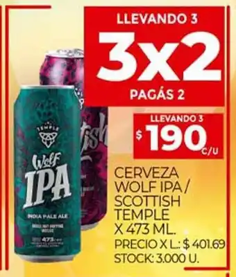Supermercados DIA Cerveza Wolf IPA/ Scottish Temple x 473 ml oferta