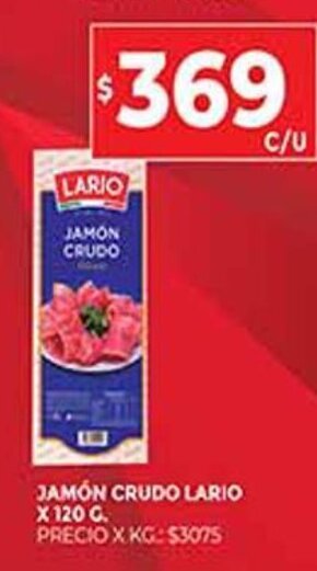 Supermercados DIA Jamón Crudo Lario x 120g oferta