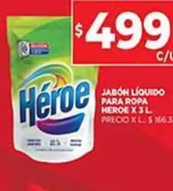Supermercados DIA Heroe Jabón Líquido Para Ropa x 3 L oferta