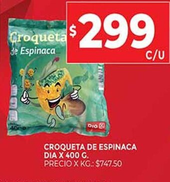 Supermercados DIA Croqueta De Espinaca Dia x 400g oferta