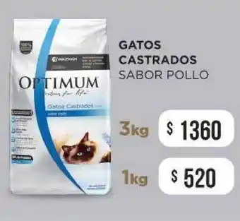 Optimum Gatos Castrados Sabor Pollo 1kg