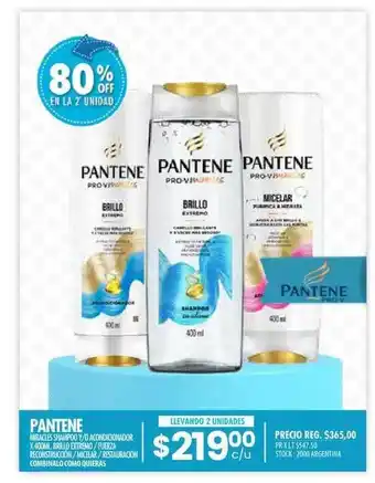Pigmento Pantene Miracles Shampoo Y-o Acondicionador X 400ml, Brillo Extremo - Fuerza Reconstrucción - Micelar - Restauración Combina oferta