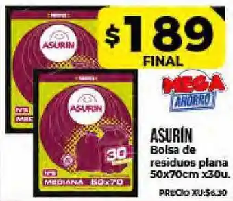 Supermayorista Vital Asurín Bolsa de residuos plana 50 x 70cm x 30u oferta
