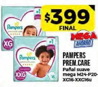 Supermayorista Vital Pampers Prem.Care Pañal suave mega M24-P20XC16-XXC16u oferta