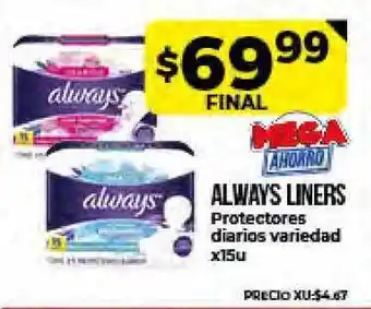 Supermayorista Vital Always Liners Protectores diarios variedad x 15u oferta