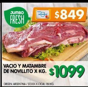 Jumbo Vacio y matambre de novillito x kg oferta