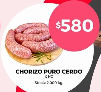 Supermercados Tadicor Chorizo Puro Cerdo x kg oferta