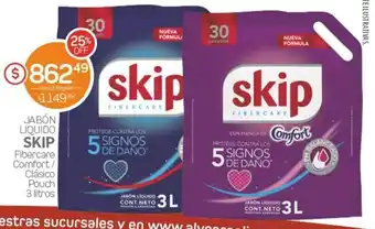 Alvear Skip Jabón Liquido Fibercare Comfort/Clásico Pouch 3 litros oferta