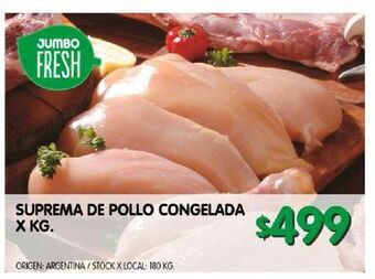 Jumbo Suprema de pollo congelada x kg oferta