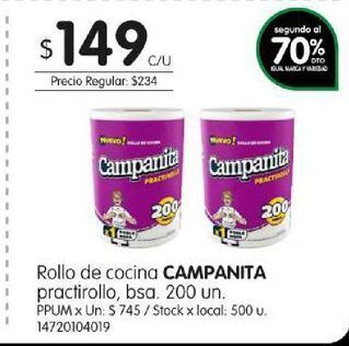 Jumbo Rollo de cocina campanita practirollo 200un oferta