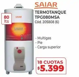 Naldo Lombardi Termotanque saiar 80l oferta
