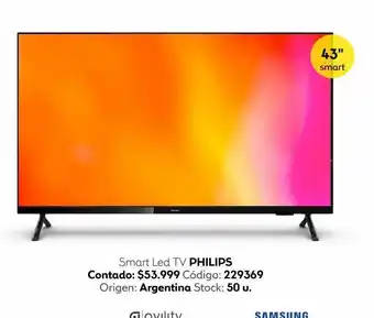 Coppel Smart tv led 43'' philips oferta